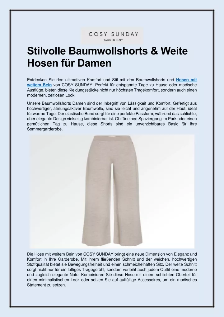 stilvolle baumwollshorts weite hosen f r damen