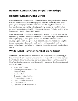 hamster kombat clone script gamesdapp