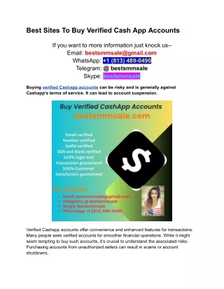 Best Sites To Buy Verified Cash App Accounts