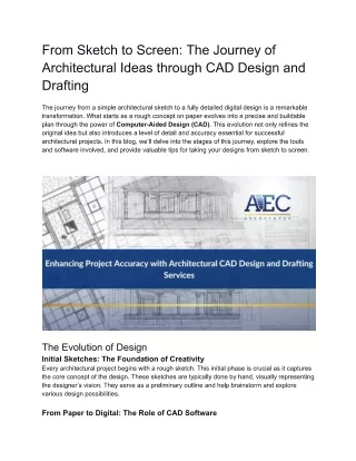 The Journey of Architectural Ideas through CAD Design and Drafting