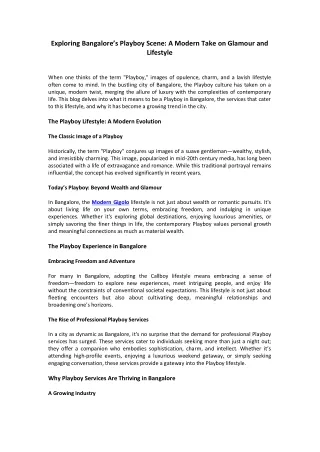 Bangalore Playboy Agency