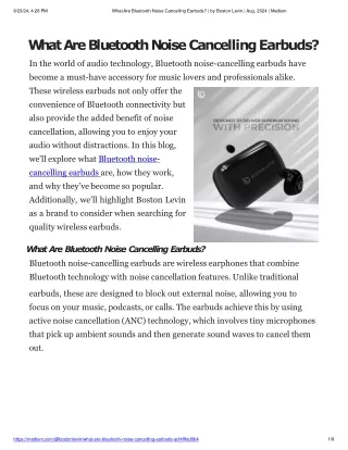 What Are Bluetooth Noise Cancelling Earbuds_ _ by Boston Levin _ Aug, 2024 _ Medium