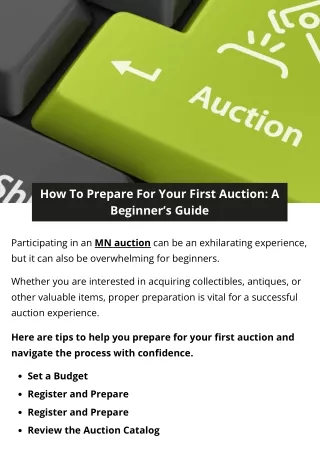 how to prepare for your first auction a beginner