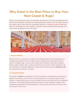 Why Dubai is the Best Place to Buy Your Next Carpet & Rugs!