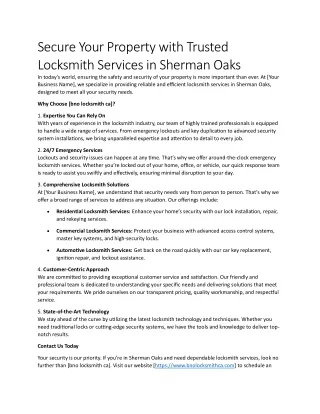 secure your property with trusted locksmith