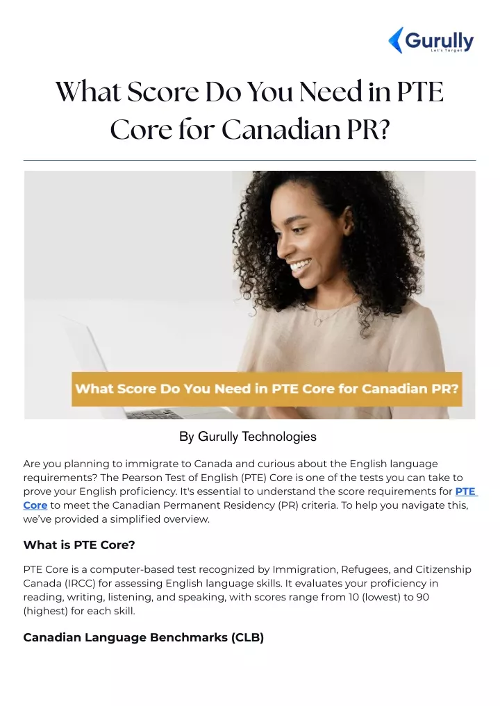 what score do you need in pte core for canadian pr