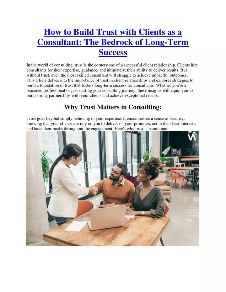 how to build trust with clients as a consultant