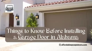 Things to Know Before Installing a Garage Door in Alabama