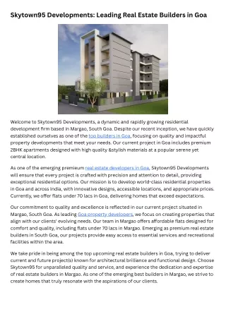 skytown95 developments leading real estate