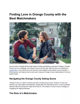 Finding Love in Orange County with the Best Matchmakers