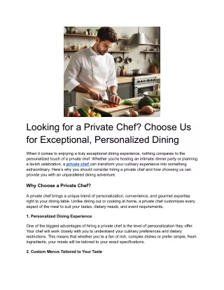 looking for a private chef choose