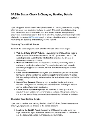 SASSA Status Check & Changing Banking Details [2024]