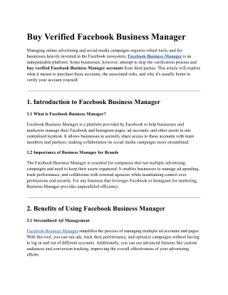 Buy Verified Facebook Business Manager From - smmusit