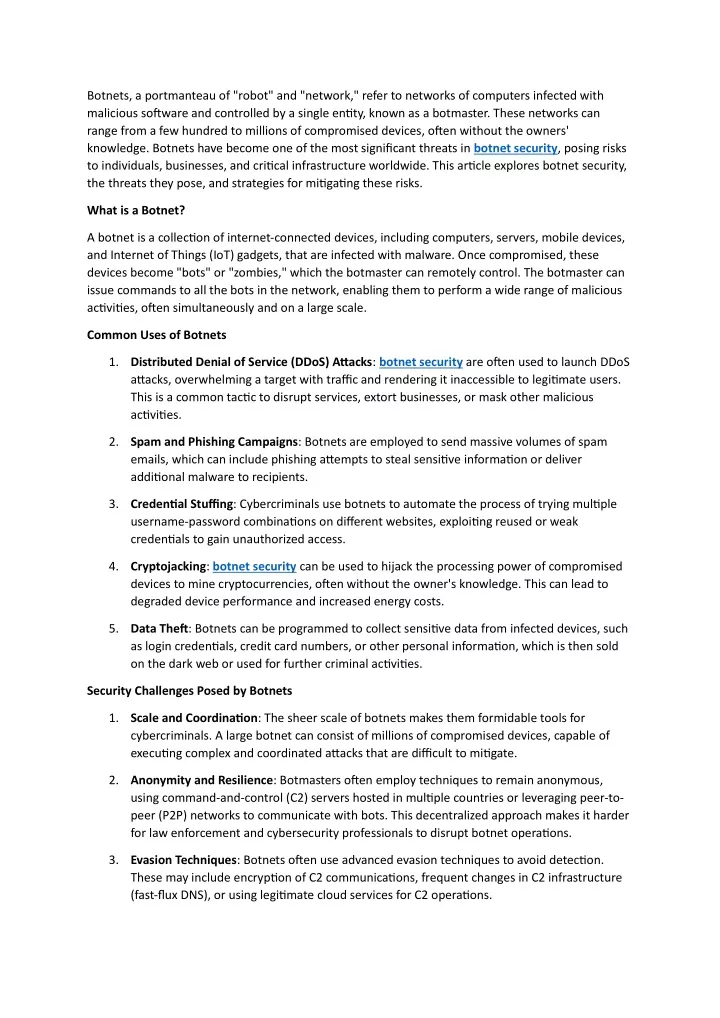 botnets a portmanteau of robot and network refer