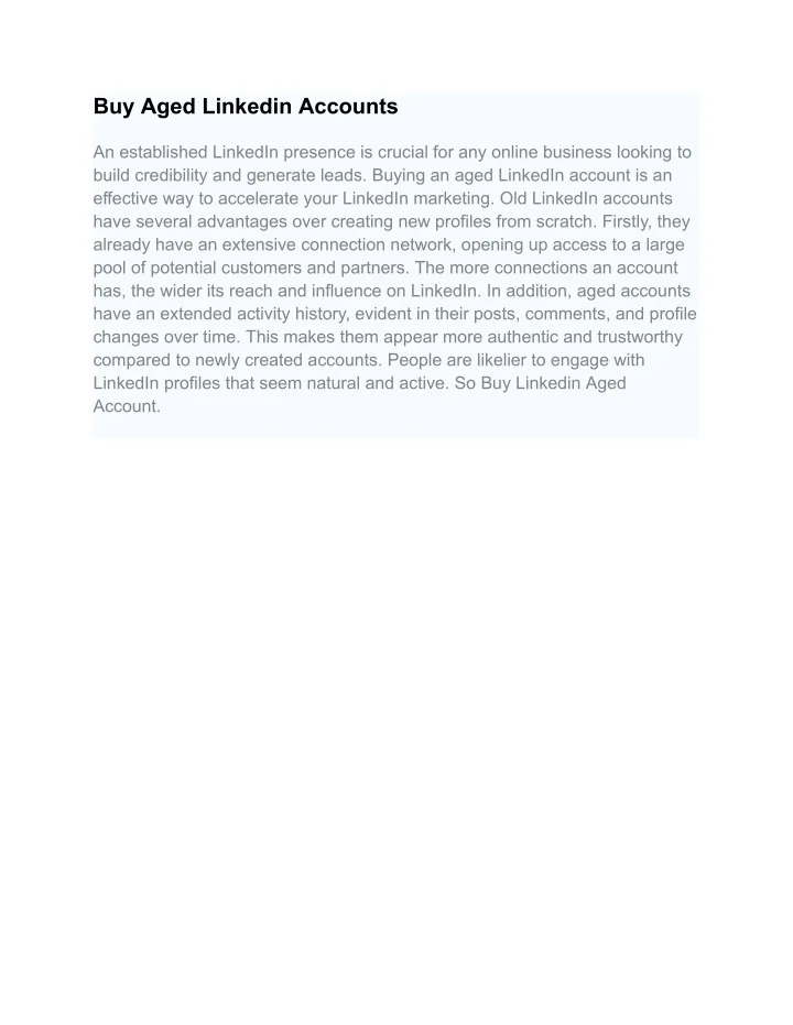 PPT - The Best place To Buy Aged Linkedin Accounts 2024-2025 PowerPoint ...