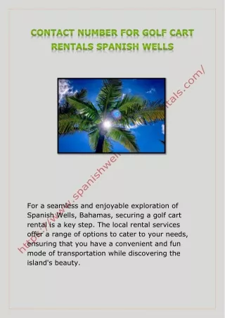 CONTACT NUMBER FOR GOLF CART RENTALS SPANISH WELLS