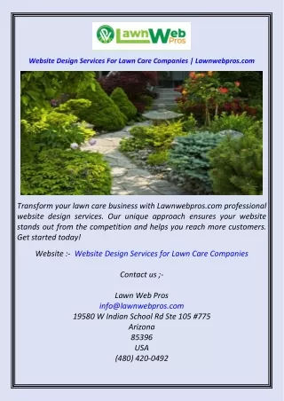 Website Design Services For Lawn Care Companies  Lawnwebpros.com