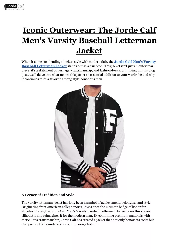 iconic outerwear the jorde calf men s varsity