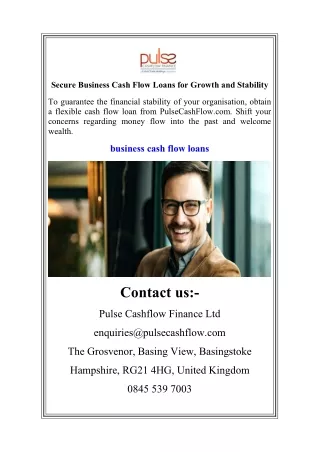Secure Business Cash Flow Loans for Growth and Stability