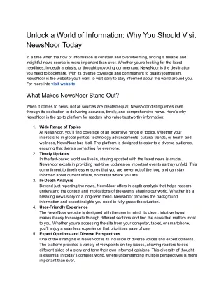 Unlock a World of Information_ Why You Should Visit NewsNoor Today