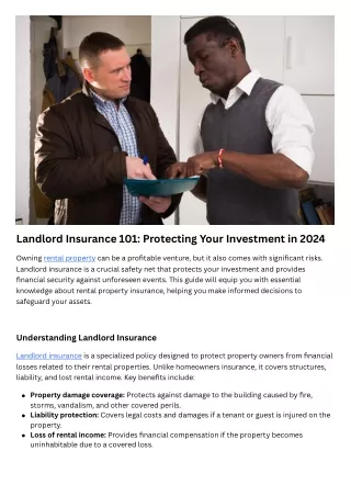 Landlord Insurance 101 Protecting Your Investment in 2024