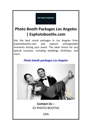 Photo Booth Packages Los Angeles  Esphotobooths.com