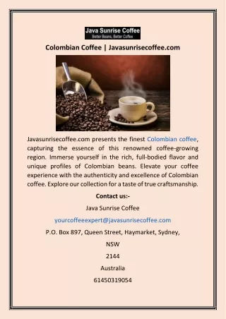 colombian coffee javasunrisecoffee com