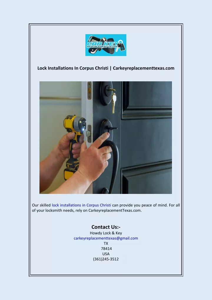 lock installations in corpus christi