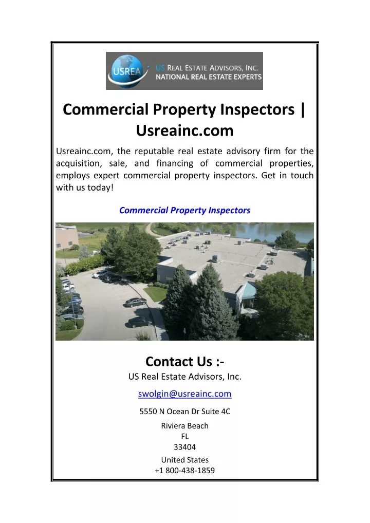 commercial property inspectors usreainc com