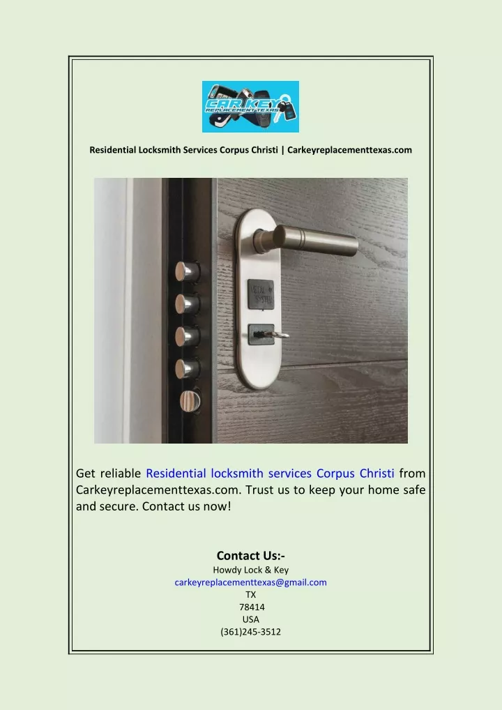 residential locksmith services corpus christi