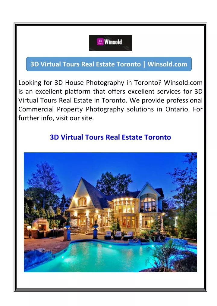 3d virtual tours real estate toronto winsold com