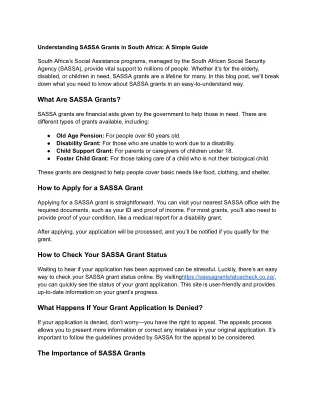 Understanding SASSA Grants in South Africa_ A Simple Guide