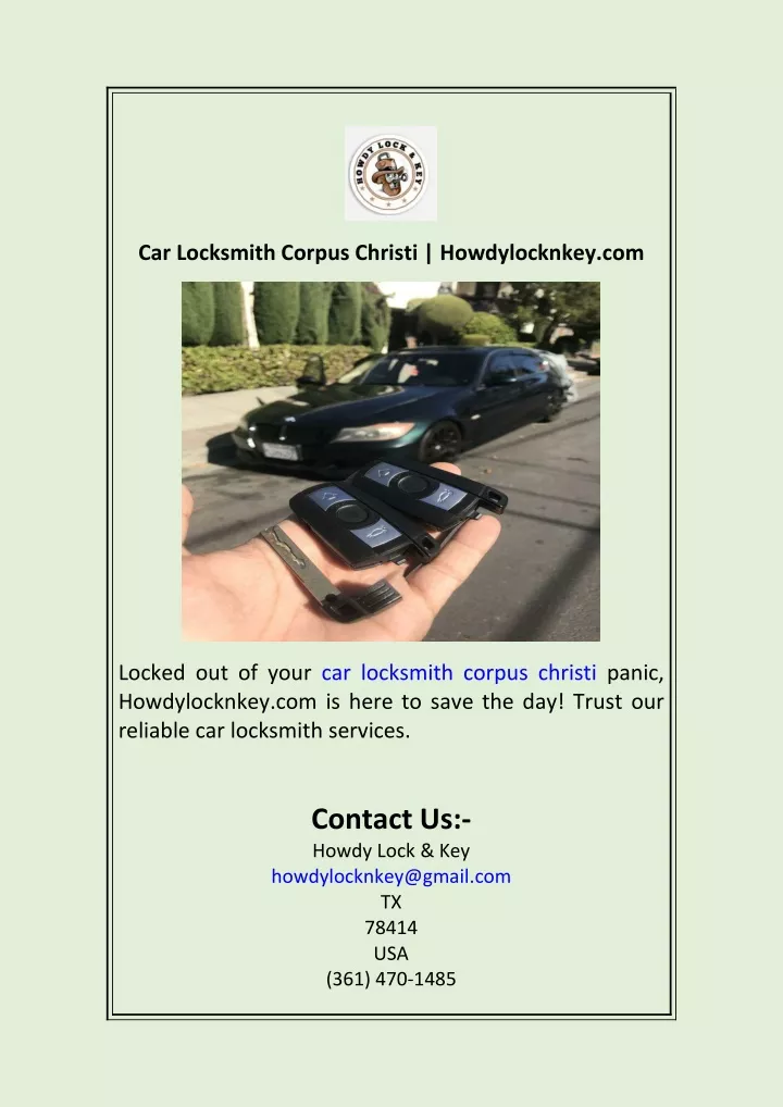 car locksmith corpus christi howdylocknkey com