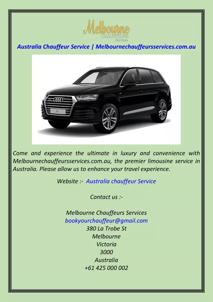 australia chauffeur service