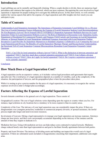 How Much Does a Legal Separation Price?