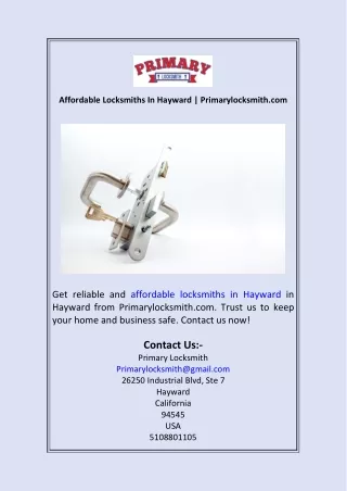 Affordable Locksmiths In Hayward  Primarylocksmith.com