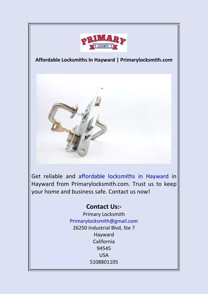 affordable locksmiths in hayward primarylocksmith