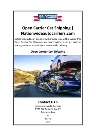 Open Carrier Car Shipping  Nationwideautocarriers.com