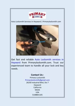 Auto Locksmith Services In Hayward  Primarylocksmith.com