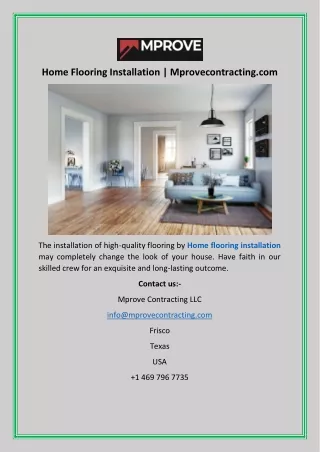 Home Flooring Installation  Mprovecontracting