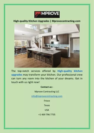 High-quality Kitchen Upgrades  Mprovecontracting