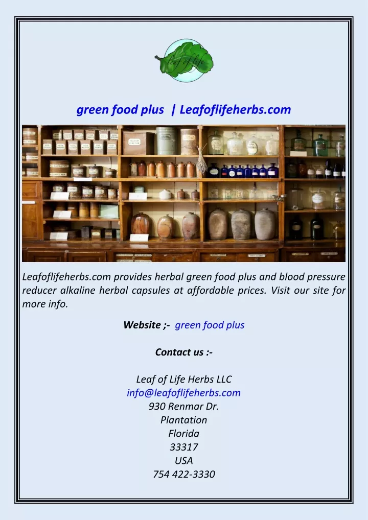 green food plus leafoflifeherbs com