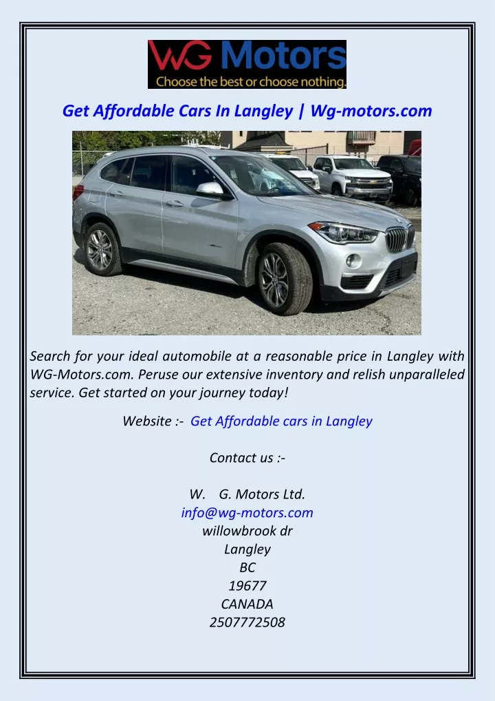 get affordable cars in langley wg motors com