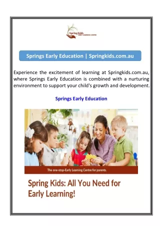 springs early education springkids com au