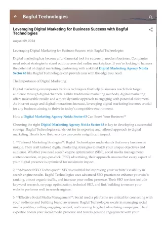 Leveraging Digital Marketing for Business Success with Bagful Technologies