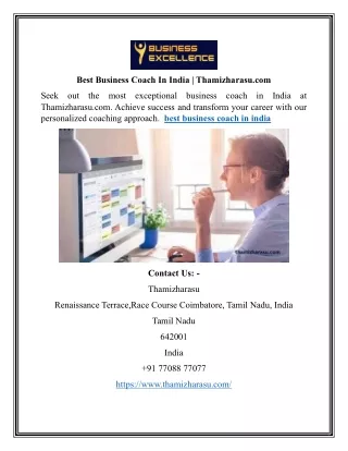 Best Business Coach In India | Thamizharasu.com