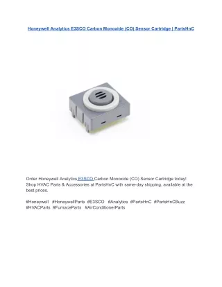 honeywell analytics e3sco carbon monoxide