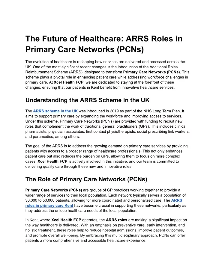 the future of healthcare arrs roles in primary