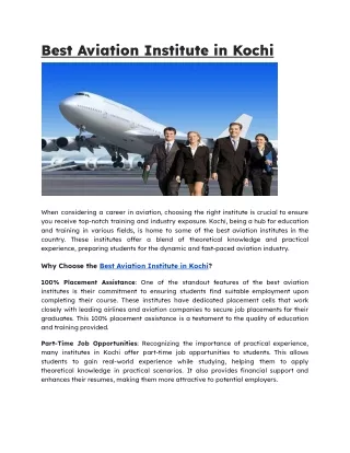 Best Aviation Institute in Kochi