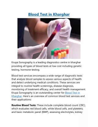 Blood Test in Kharghar